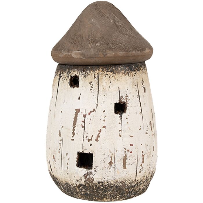 Clayre & Eef 6H2336 Casa decorativa bianco marrone Ø 11x17 cm