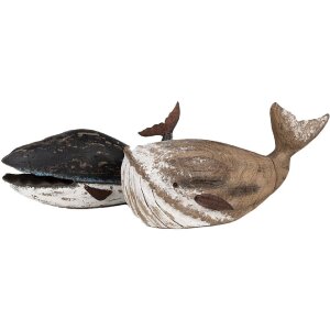 Clayre & Eef 6H2341 Decorazione Balena 39x15x21 cm Marrone Bianco