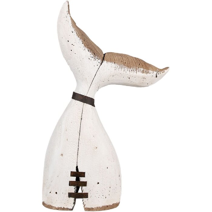 Clayre & Eef 6H2347 Decorazione a coda di balena 27x10x45 cm Bianco Marrone