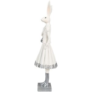 Clayre & Eef 6PR4037 Coniglio decorativo bianco 10x9x32 cm in poliresina Moderna