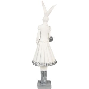 Clayre & Eef 6PR4037 Coniglio decorativo bianco 10x9x32 cm in poliresina Moderna