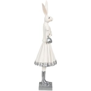 Clayre & Eef 6PR4037 Coniglio decorativo bianco 10x9x32 cm in poliresina Moderna