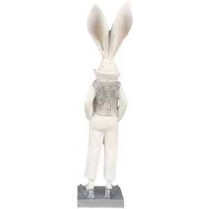 Clayre & Eef 6PR4047 Coniglio decorativo Bianco Argento 9x13x36 cm