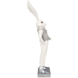 Clayre & Eef 6PR4047 Coniglio decorativo Bianco Argento 9x13x36 cm