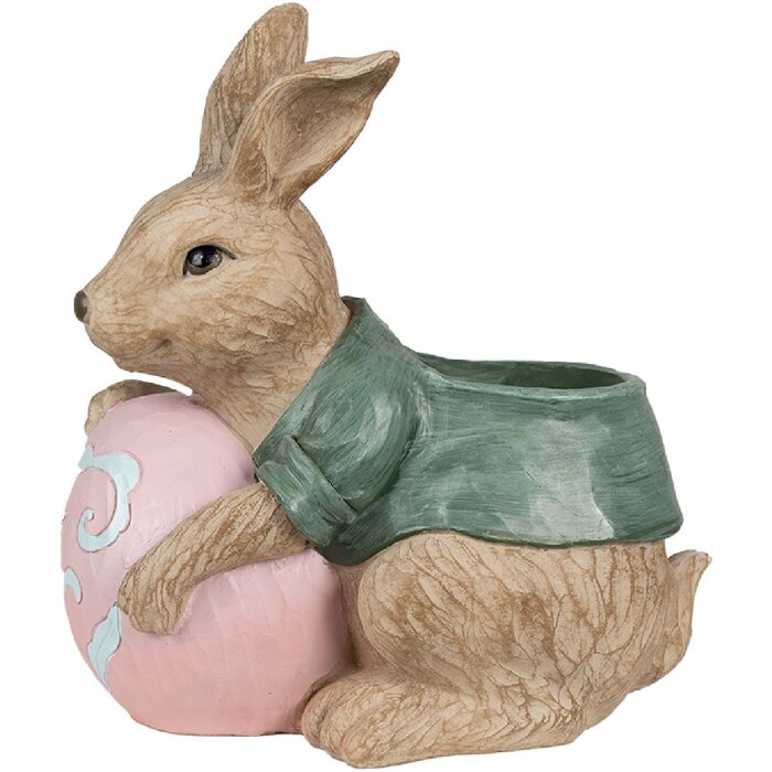 Clayre & Eef 6PR4050 Vaso da fiori Rabbit Brown Green 27x16x30 cm