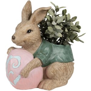 Clayre & Eef 6PR4050 Vaso da fiori Rabbit Brown Green 27x16x30 cm
