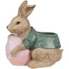 Clayre & Eef 6PR4050 Vaso da fiori Rabbit Brown Green 27x16x30 cm