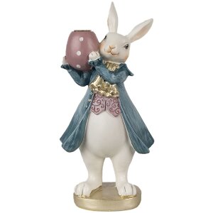 Clayre & Eef 6PR4057 Portacandele Coniglio Bianco Blu...