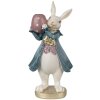 Clayre & Eef 6PR4057 Portacandele Coniglio Bianco Blu 10x8x20 cm