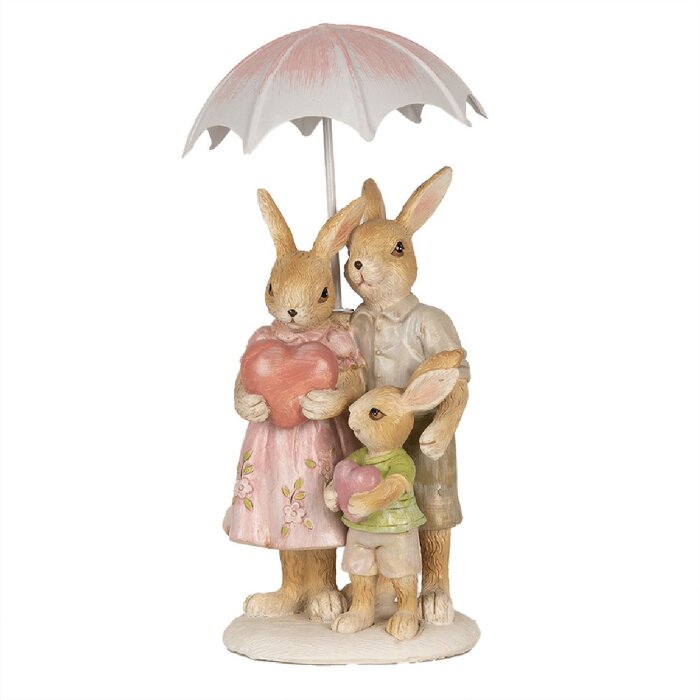 Clayre & Eef 6PR4106 Coniglio decorativo Marrone Rosa 9x9x19 cm Stile Country