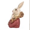 Clayre & Eef 6PR4115 Coniglio decorativo Beige Rosa 11x11x17 cm Poliresina