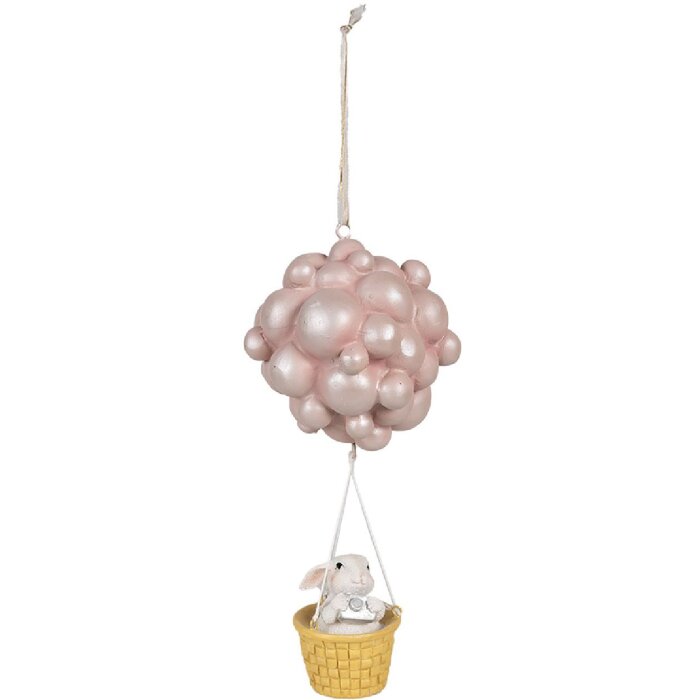 Clayre & Eef 6PR4125 Ciondolo decorativo a forma di mongolfiera 11x10x22cm Beige Rosa