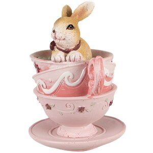 Clayre & Eef 6PR4985 Tazze decorative per conigli 9x7x10 cm Marrone Rosa