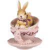 Clayre & Eef 6PR4986 Coniglio decorativo in tazza 9x7x9 cm Marrone Rosa