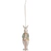 Clayre & Eef 6PR4987 Decorazione da appendere Coniglio Bianco Verde 4x4x10 cm