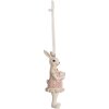 Clayre & Eef 6PR4988 Appendino decorativo Coniglio 4x4x10 cm Bianco Rosa