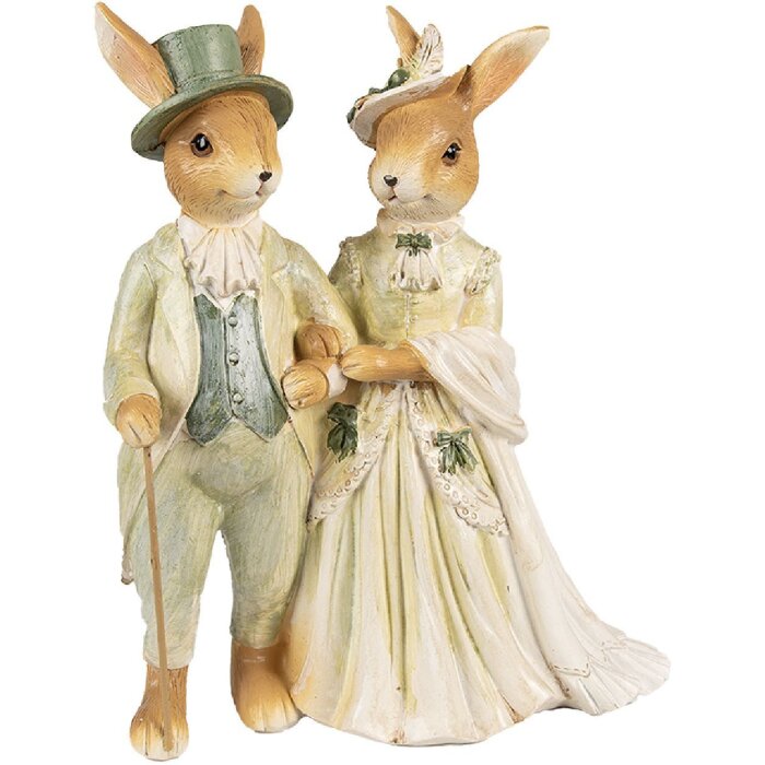 Clayre & Eef 6PR5019 Coniglio decorativo marrone verde 17x8x21 cm