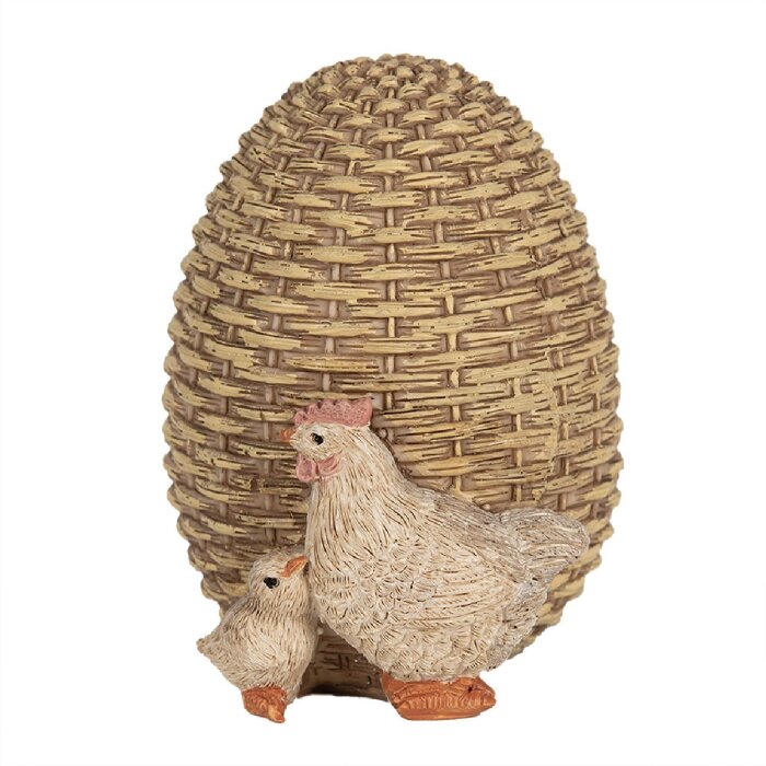 Clayre & Eef 6PR5026 Pollo decorativo dalluovo 9x8x10 cm Marrone Bianco