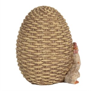 Clayre & Eef 6PR5026 Pollo decorativo dalluovo 9x8x10 cm Marrone Bianco