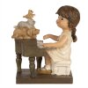 Clayre & Eef 6PR5029 Bambino con pianoforte, statuetta decorativa 10x6x10 cm Marrone