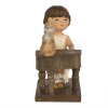 Clayre & Eef 6PR5029 Bambino con pianoforte, statuetta decorativa 10x6x10 cm Marrone