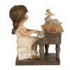 Clayre & Eef 6PR5029 Bambino con pianoforte, statuetta decorativa 10x6x10 cm Marrone