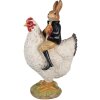Clayre & Eef 6PR5039 Statuetta decorativa pollo con coniglio 20x16x35 cm Marrone Bianco Nero