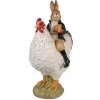 Clayre & Eef 6PR5039 Statuetta decorativa pollo con coniglio 20x16x35 cm Marrone Bianco Nero