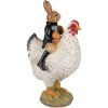 Clayre & Eef 6PR5039 Statuetta decorativa pollo con coniglio 20x16x35 cm Marrone Bianco Nero