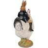 Clayre & Eef 6PR5039 Statuetta decorativa pollo con coniglio 20x16x35 cm Marrone Bianco Nero