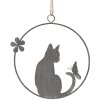 Clayre & Eef 6Y5560 Gatto appeso 14x14 cm Decorazione grigia