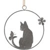Clayre & Eef 6Y5560 Gatto appeso 14x14 cm Decorazione grigia
