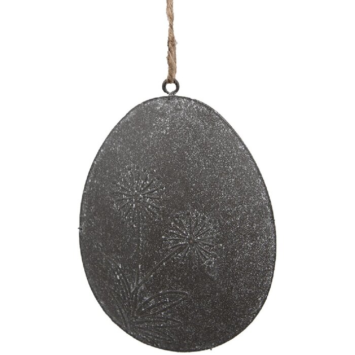 Clayre & Eef 6Y5571 Uovo decorativo da appendere 10x2x8 cm Grigio