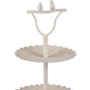 Clayre & Eef 6Y5601 Etagere Beige Iron Round Ø 32x51 cm Antique con uccello