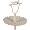 Clayre & Eef 6Y5601 Etagere Beige Iron Round Ø 32x51 cm Antique con uccello