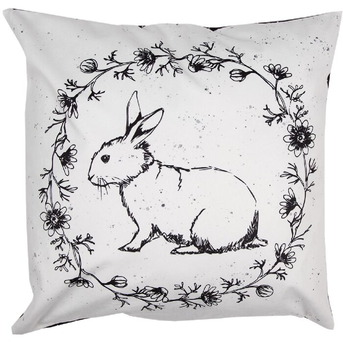 Clayre & Eef DR23 Copricuscino Bianco Nero 45x45 cm