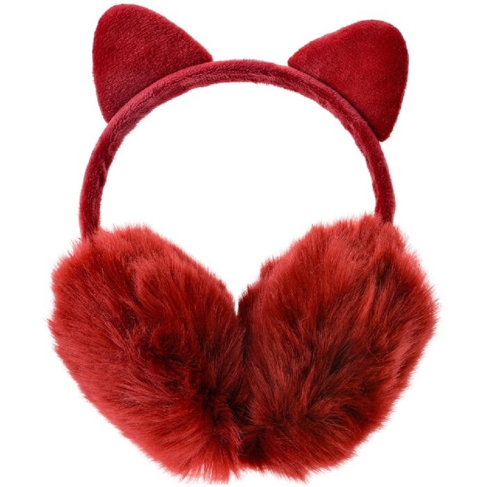 Juleeze JZCEW0030 Scaldacorecchie per gatti di peluche rosso per bambini