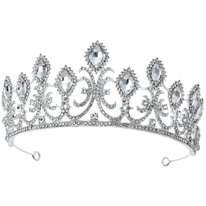 Juleeze JZCR0002 Diadema corona di cristallo argento Ø 15x6 cm