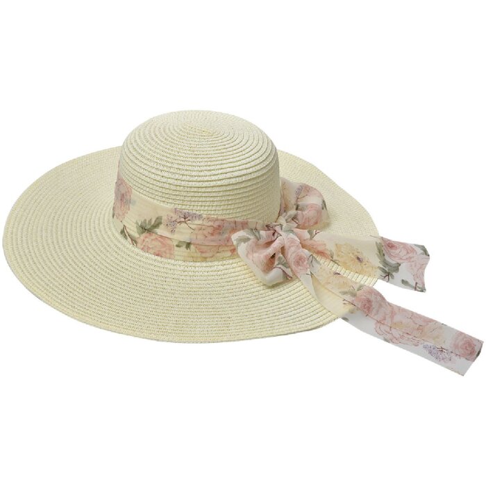 Juleeze JZHA0106 cappello da sole a fascia floreale crema taglia unica