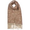 Juleeze JZSC0815BE Sciarpa con motivo a gatto 65x180 Frange marroni