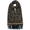 Juleeze JZSC0815Z Sciarpa motivo gatto oro nero 65x180 cm