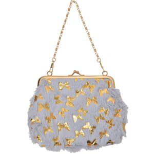 Juleeze JZWA0178G Pochette Farfalla Grigio Oro 15x10cm