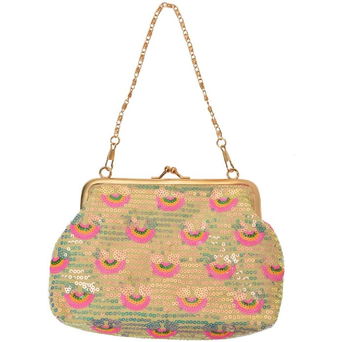 Juleeze JZWA0190 frizione con paillettes rosa pastello oro 8cm