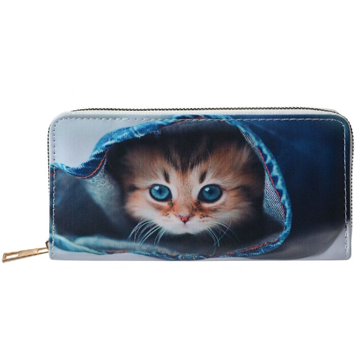 Juleeze JZWA0200 Portafoglio occhi di gatto Beige/Blu 19x10cm