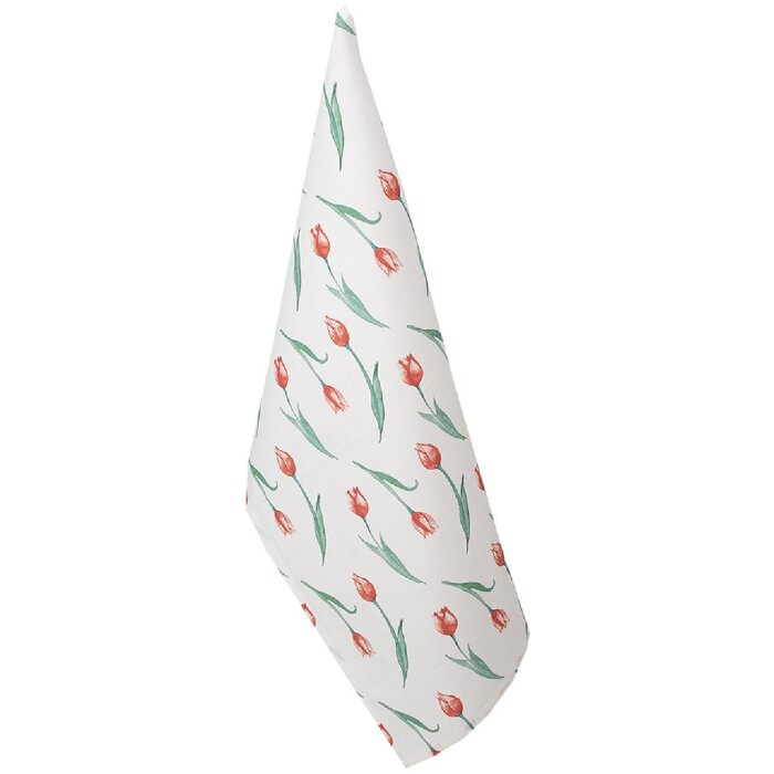 Clayre & Eef KT042.052 Asciugamano da cucina con motivo a tulipano Bianco 47x70cm