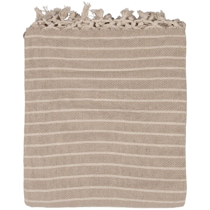 Clayre & Eef KT060.132 Plaid a righe Beige 125x150cm