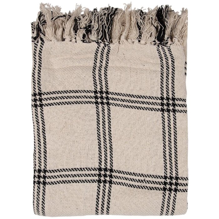Clayre & Eef KT060.134 Lancio a quadri Beige Nero 125x150cm