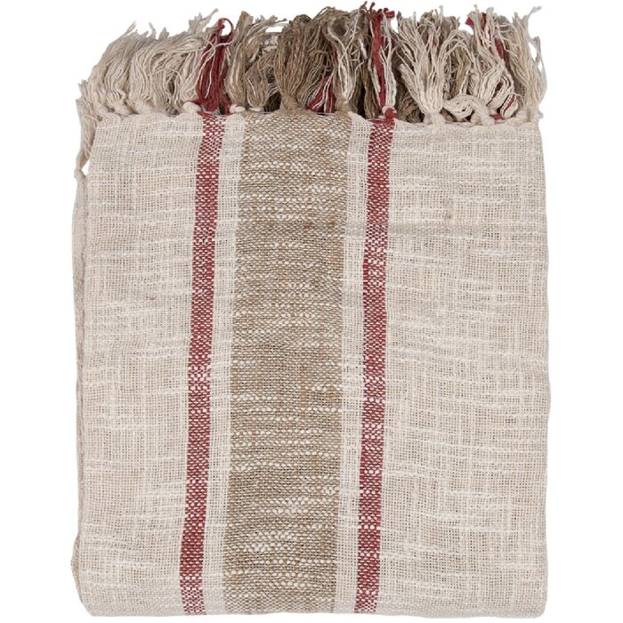 Clayre & Eef KT060.140 Plaid a righe Beige Brown 125x150cm