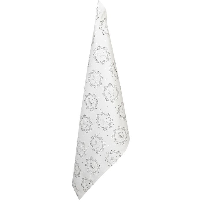 Clayre & Eef LGD42 Asciugamano da cucina con motivo floreale 50x70 bianco grigio