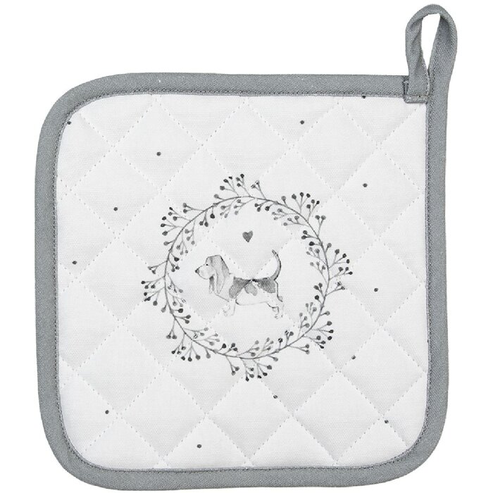 Clayre & Eef LGD45 Canovaccio motivo cane bianco/grigio 20x20cm